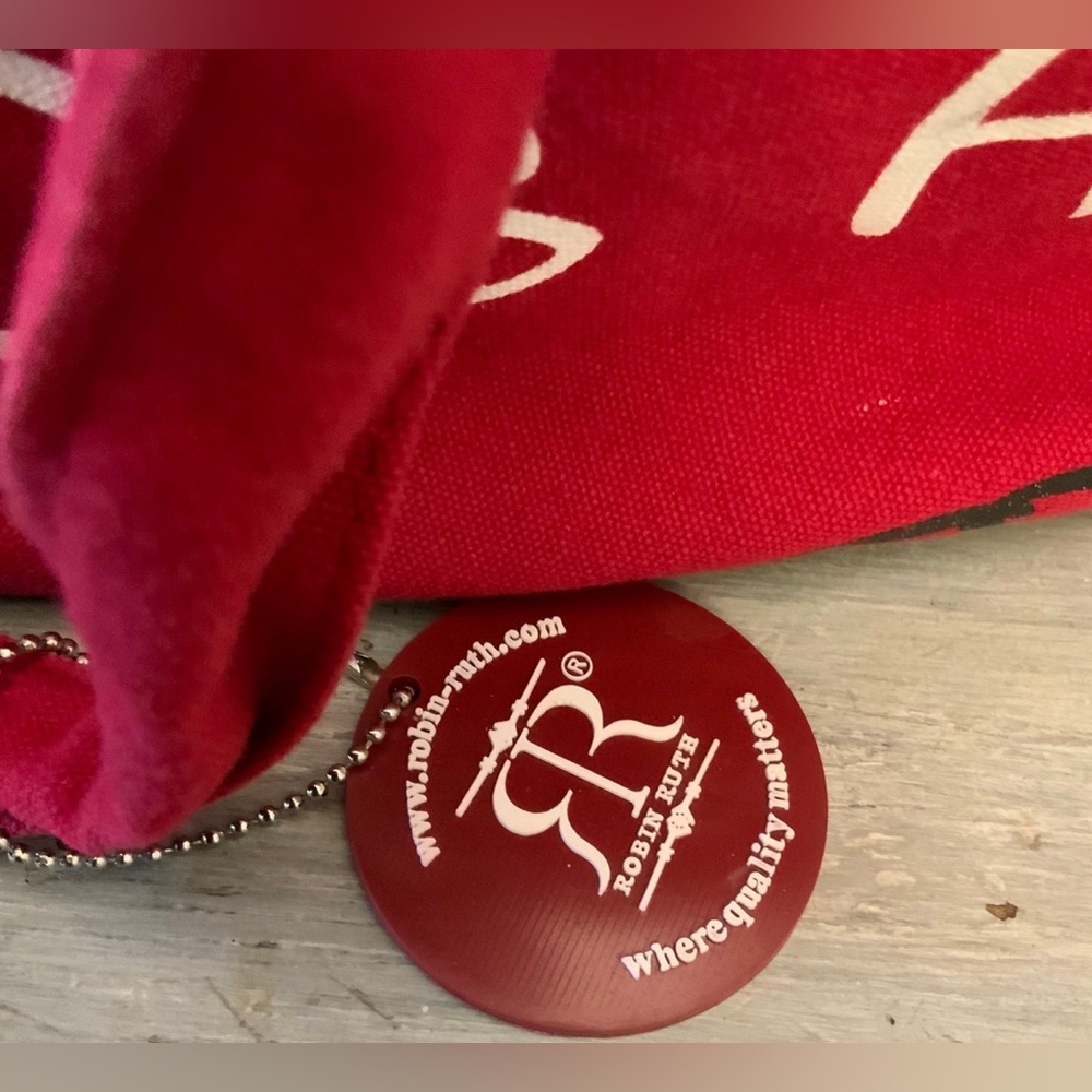 Robin Ruth XLarge Canvas Tote Bag Red Travel Overnight Gym Zip Closure Like New - Picture 5 of 11